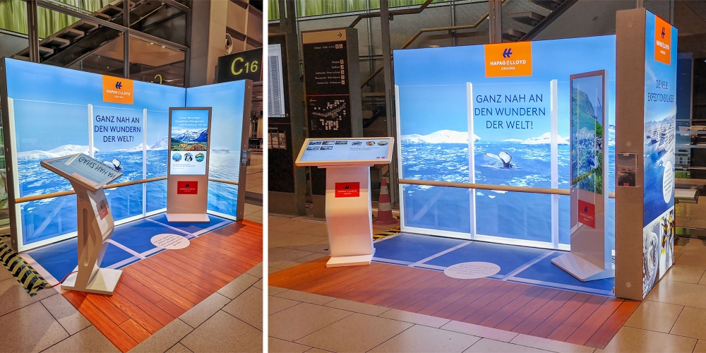 Digital Signage Hapag-Lloyd Cruises Flughafen